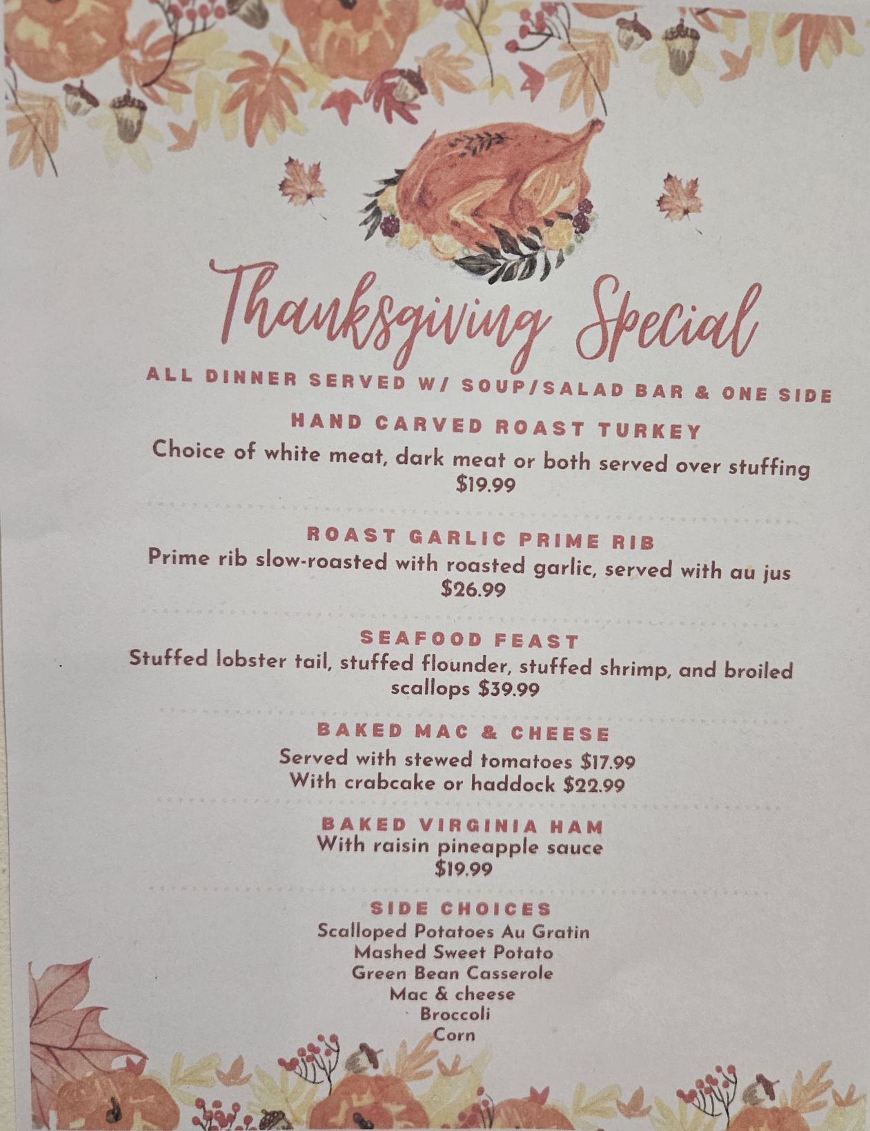 Pottsville Diner Thanksgiving Dinner Pottsville Diner Thanksgiving Dinner