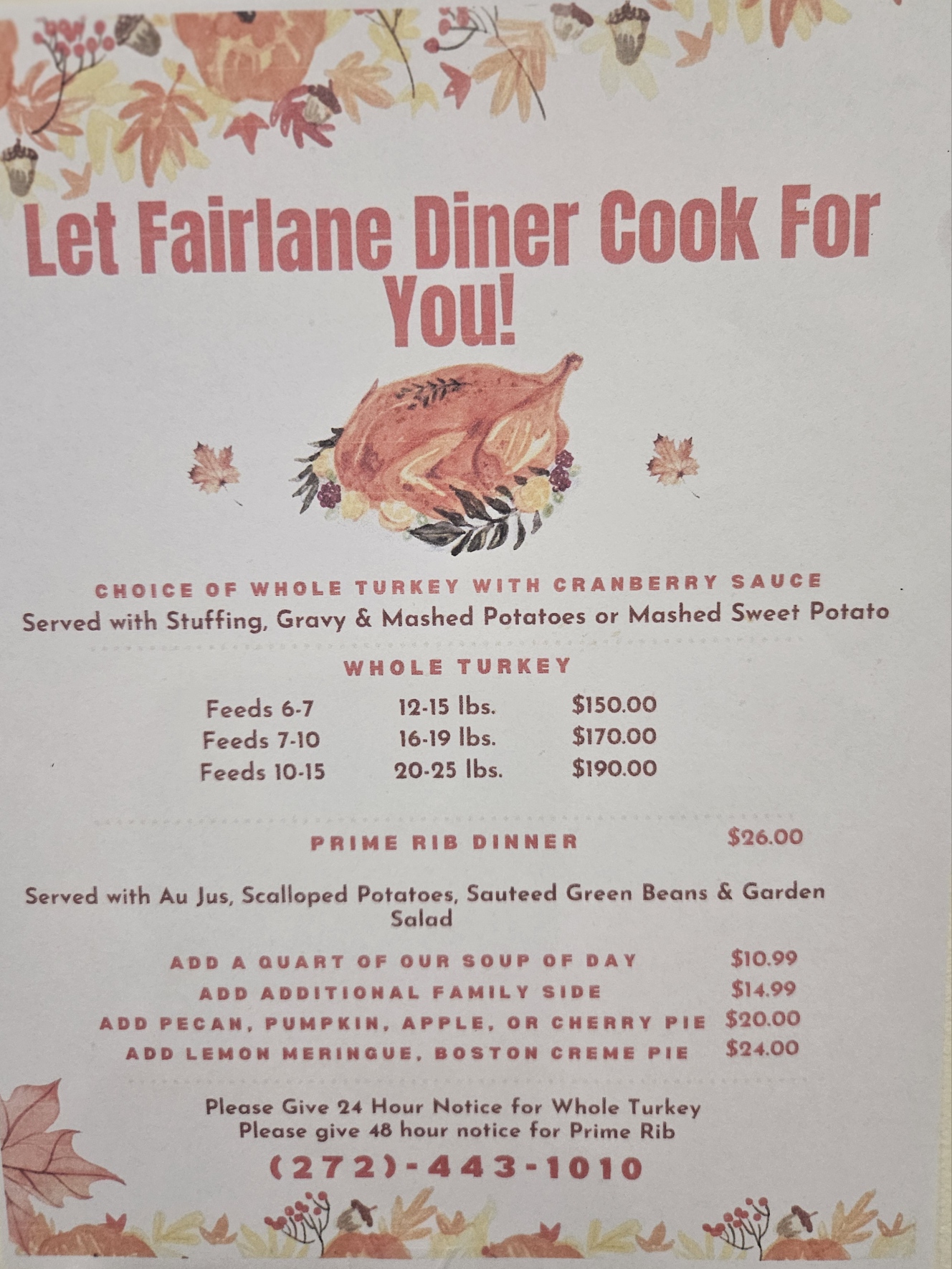 Pottsville diner Thanksgiving diner Pottsville diner Thanksgiving diner