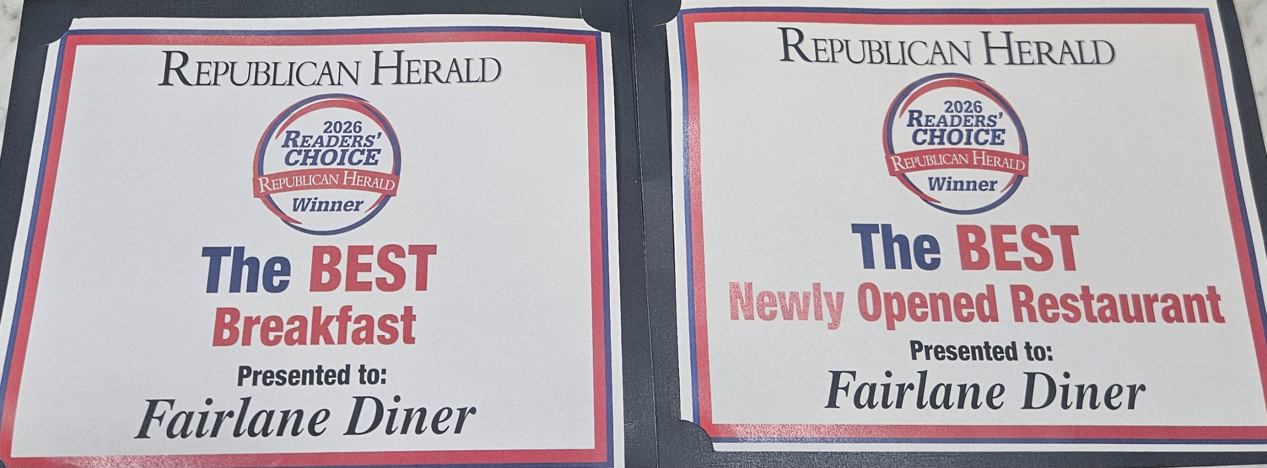 Fairlane Diner Reader Choice Winner 2026 Fairlane Diner Reader Choice Winner 2026